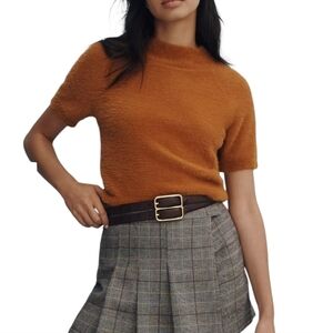Pilcro Mock-Neck Eyelash Sweater In Honey, Size XS